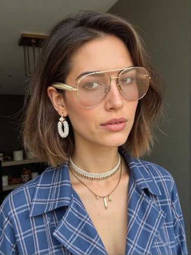 Oversized Aviator Sunglasses For Women 70s Retro 2025 Metal Shades with Gold Streamline Arms3