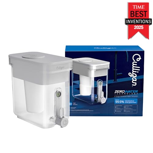 Image of Culligan with ZeroWater Technology 22-Cup Water Filter Dispenser - Includes 5-Stage Advanced Water Filter, Certified to Reduce Lead, Total PFAS (Forever Chemicals), Mercury, Fluoride, and Chlorine