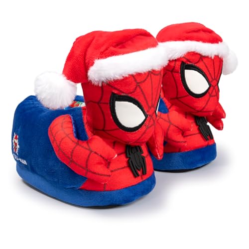 Marvel スパイダーマン 3Dスリッパ 若者向け, クリスマスレッド。, 7-8 Toddler
