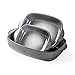Lasagneform Auflaufform aus Keramik, UNICASA Backform 3er Set Reaktive Glasur, Ofenform Porzellan Rechteckige Backform mit Griff, Mikrowellenofen Sicherheit, Backofen Sicherheit - Grau