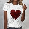 Valentine Shirts for Women Love Heart Print Short Sleeve T Shirt Lightweight Casual Outdoor Holiday Fashion Ladies Tops heart tshirt White 3XL #1
