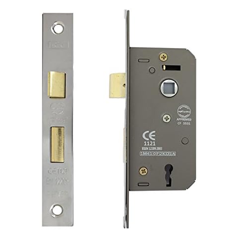 i-CE Locking Systems 6741 Fire Nickel Plated 3 Lever Sashlock 50 mm CE Rated Suitable for Bolt Through Furniture Cover