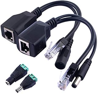 GeeekPi 1Pair Passive Power over Ethernet RJ45 PoE Adapter Injector + Splitter Cable Kit with 2.1x 5.5mm DC Power Adaptor Connector
