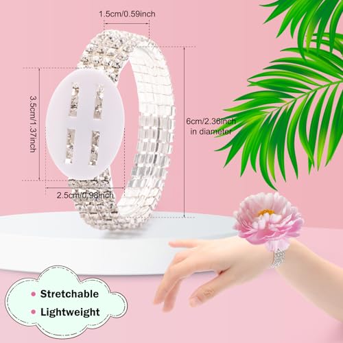 CrazyPiercing 6Pieces Wrist Corsage Supplies Elastic Pearl Wrist Bands Corsage Corsage Bracelet Wrist Bands DIY Wedding Wristband Pearl Wristband Corsage Accessory for Bridal Party Prom2