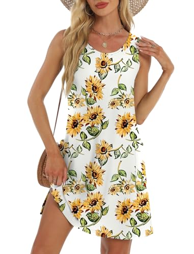 Image of BKRIVE Coverup Summer Dresses for Women 2026 Eyelet Casual Loose Sleeveless Sundresses Tank Dresses with Pockets