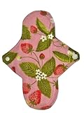 Wilde Maiden Co. 10in Reuseable Handmade Pad, Reusable Sanitary Napkin, sweet strawberry print