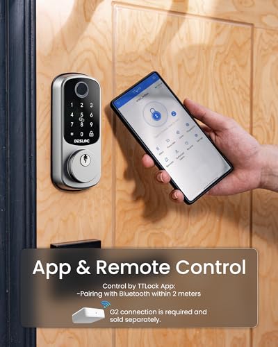 Image of DESLOC Smart Door Lock B200, Smart Deadbolt Lock, Keyless Entry Door Lock, Fingerprint Smart Lock, Smart Locks for Front Door, App Control, Touchscreen Keypad Deadbolts,12-Month Battery, BHMA Grade3