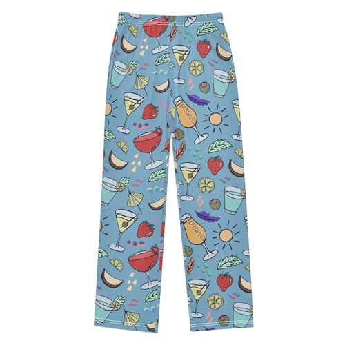 ZZKKO Cocktails Doodle Beverages Boys Pants for Kids Jogger Pants with Pockets S-XL