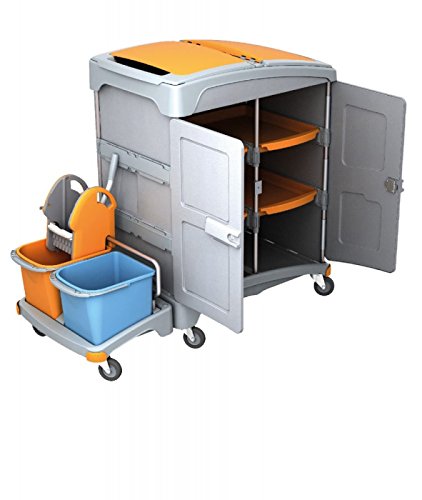 Limpieza en mojado Splast móvil sistema de plástico con estantería, escurridor fregona y cubos