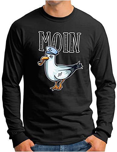 T-shirt manches longues homme motif mouette OM3 noir 4XL