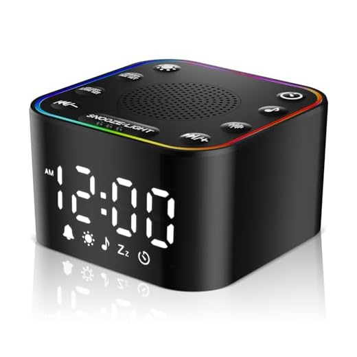 Alampan White Noise Sound Machine with Alarm Clock, 30 Soothing Sounds, Noise Machine for Sleeping, RGB Night Light, Digital Clock, Adults, for Bedside, Nightstand, Including Fan, Rain, Bird, Ocean