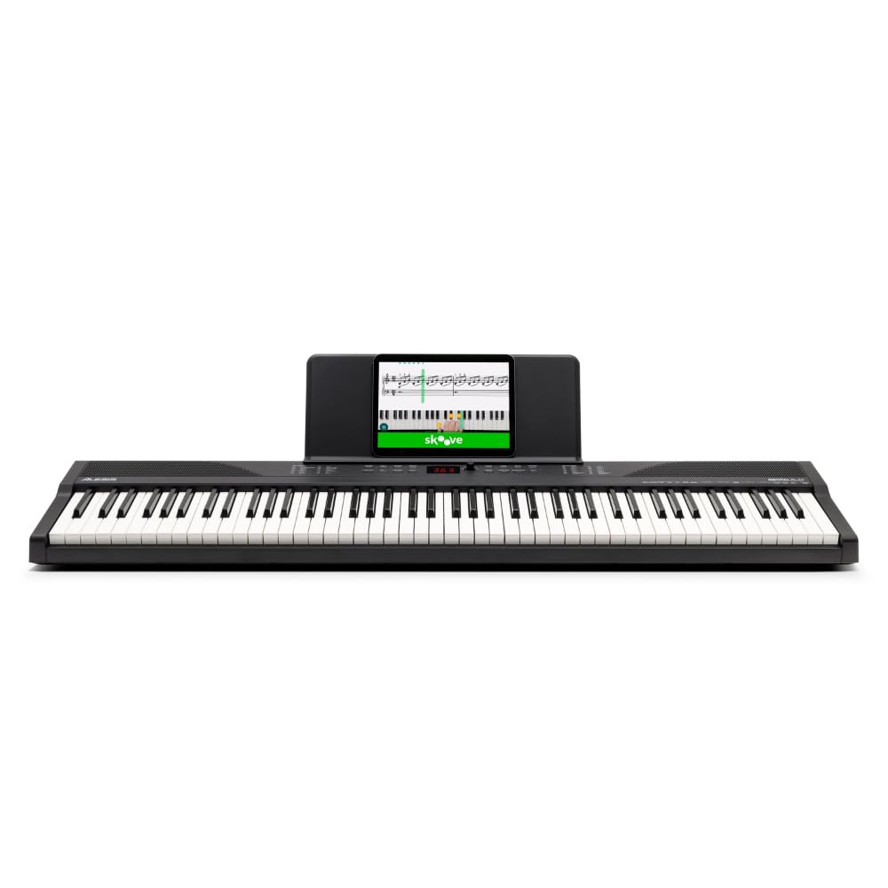 Alesis Keyboard E-Piano mit 88 Tasten, 480 Sounds, Lautsprechern, USB-MIDI, Tragetasche, Ständer, Kopfhörer, Pedal und Klavierlektionen für Anfänger