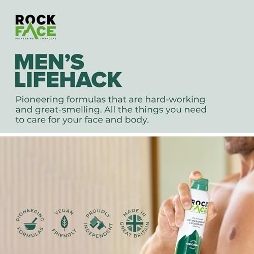 Rock Face Antiperspirant Deodorant for Men - Original Fresh Citrus Scent, 200ml Spray, 48 Hour Protection, Non-Staining - Image 3