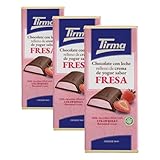 Tirma Tableta de Chocolate con Leche Rellena de Crema de Yogur y Sabor a Fresa, 103g - Chocolate Cremoso con Relleno de Fruta, Perfecto para Postres y Snacks (Paquete de 3)