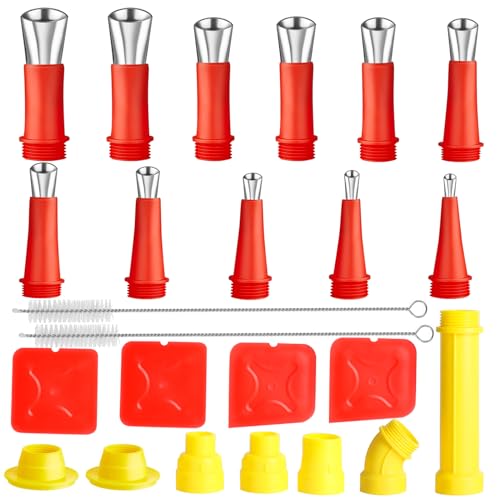 Kit de Boquilla de Caucho Integrado Universal, 24 Piezas Aplicador de Boquilla de Calafateo, Boquilla Aplicador Silicona Herramienta para Baño, Cocina, Ventana