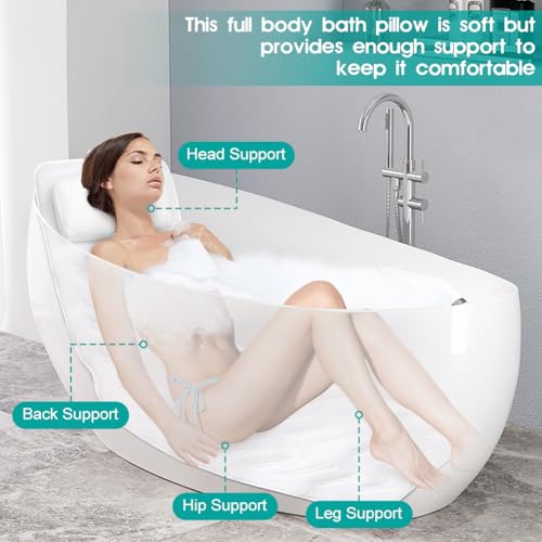 Cocoarm Oreiller de Bain Complet pour Tout Le Corps, Oreiller de Baignoire Spa pour Baignoire avec 13 Ventouses Antidérapantes, pour Soutien de la Tête, du Cou, des épaules et du Dos,