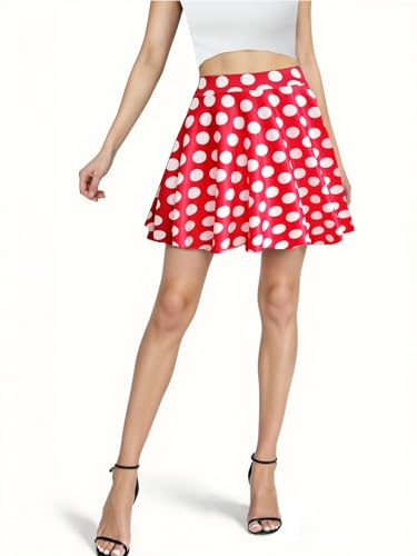 PUKAVT Women's Basic Casual Skirts A-Line Mini Flared Stretchy Skater Party Skirt2