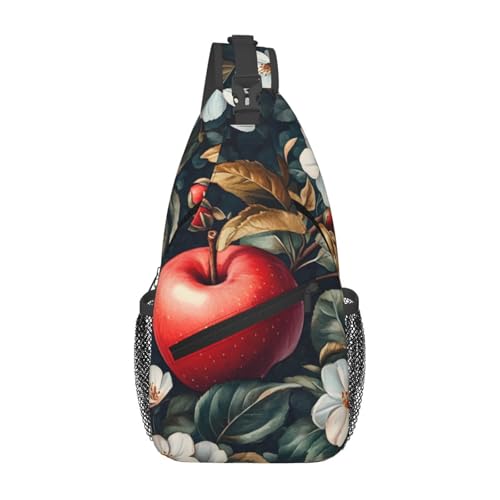 Mochila bandolera unisex estampado flor manzana ligera para viaje