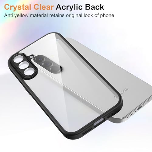 Image of Kapa Hawkeye Clear Slim Tough Back Cover for Samsung Galaxy M36 / F36 5G | Camera Lens Protector Anti Yellow Shockproof Clear Hybrid Case Cover (Black Sides)