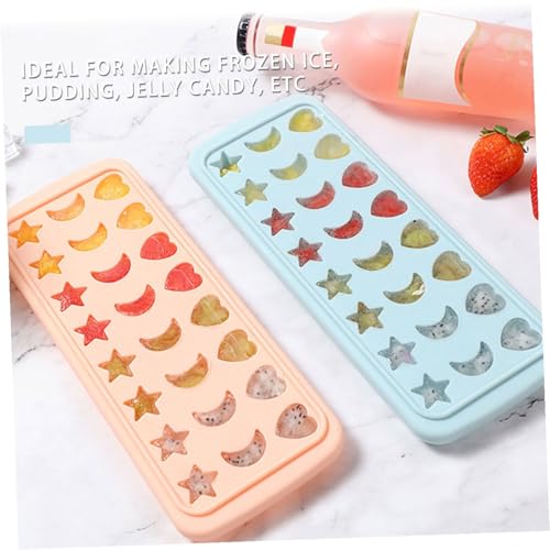 Molde de silicona para cubitos de hielo color rosa con tapa miniatura 7