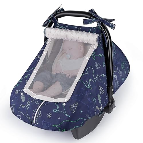 Image of Unicorn Castle Baby Car Seat Cover Infant Car Seat Covers for Babies Breathable Car Seat Canopy Mesh Window Carseat Cover for Four Seasons Newborn