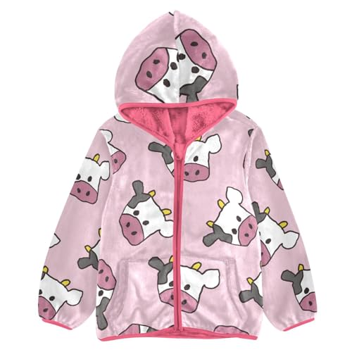OTVEE Cartoon Cow Animals Kids Hoodie Jacket Fall Spring Full Zip Warm Outwear Coat