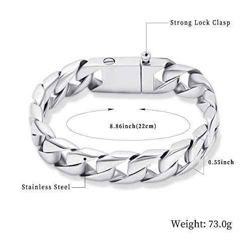 shajwo Cremation Urn Bracelet for Human Ashes for Men, Silver Cuban Link Bracelet Cremation Jewelry for Ashes Urn Keepsake Memorial Ash Holder Bracelet2