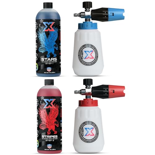 Chem-X: Stars and Stripes Ultimate Touch Free Vehicle Wash Chrome Foam Cannon Kit - 32 Ounce
