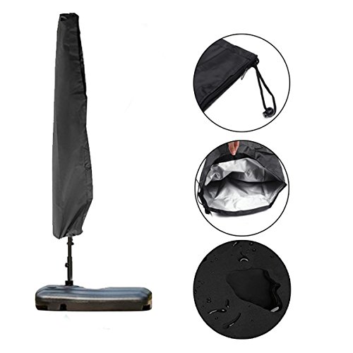 ALLOMN - Funda para sombrilla de patio (2,7 m a 3,4 m, impermeable, con cremallera, para exteriores, jardín, colgar, color negro
