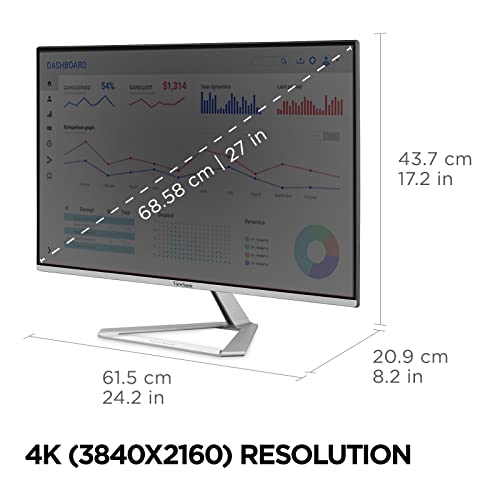 Image of ViewSonic VX2776-4K-MHDU 27 Inch 4K Monitor, IPS with 65W USB-C and HDR10 for Ultimate Home and Office Entertainment, Ultra-Thin Bezels, DisplayPort for Daisy Chain, and HDMI Inputs