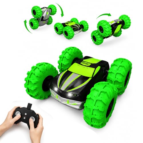 LMRC RC Stunt Car for Kids & Dog Chase Fun 4WD Remote Control Car with Inflatable Bounce Tires 360 Flips & Spins Double-Sided Driving LED Lights Outdoor Backyard Toy Gift for Boys Girls