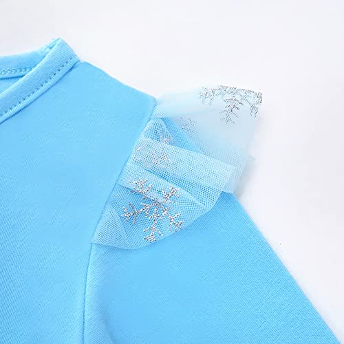 Toddler Baby Girl Christmas Santa Claus Dress Reindeer Ruffle Long Sleeve Tulle Dress Casual Xmas Holiday Dress For Photo Shoot Kids Girls Fall Winter Clothe Playwear Birthday Outfits Little Blue #TOP3