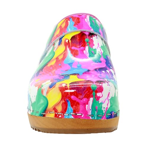 Image of Bjork Maja Wood Open Back Leather Clogs