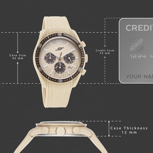 Image of SF Genesis-Bold Chronograph Quartz Analog with Beige Dial Beige Silicon Strap Watch for Men - 77186PP06