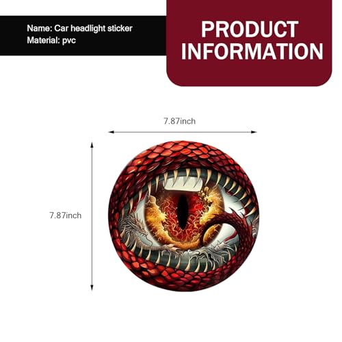 Image of 2 PCS Car Beast Eyes Decals, 3D Stereo Beast Eyes Stickers, Waterproof J-eep Round Light Decal, Cool Beast Eyes Light Decoration Stickers, Suitable for Wrangler and Most Cars (Red Animal Eyes)
