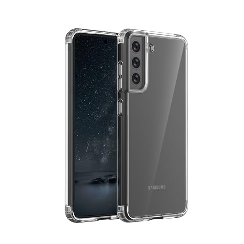 Image of ONES for Samsung Galaxy S21 FE Slim Case Clear, PC + TPU Hybrid, Military-Grade Drop Guard, Anti-Yellowing, Anti-Slip, Shockproof Silicone Hard Cover, Scratch Resistant, Transparent Case