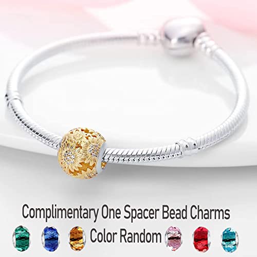 LNQOBU Happy Life Pendant Charm Bead Fits for Charm Bracelets - 925 Sterling Silver Dangle Pendant Bead for Woman(With one Spacer Beads Charms)2