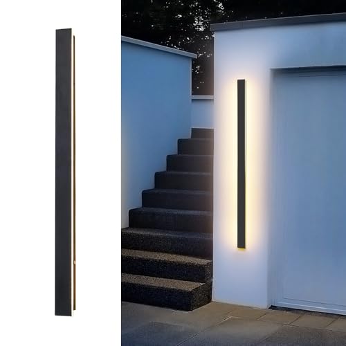 Jadssox Aplique De Pared Negro LED For Exteriores, Aplique Lineal De 100cm, Resistente Al Agua, For Porche, Lámparas De Pared De Tira Larga For Jardín, Patio, Luces Exteriores De Casa, 3000K