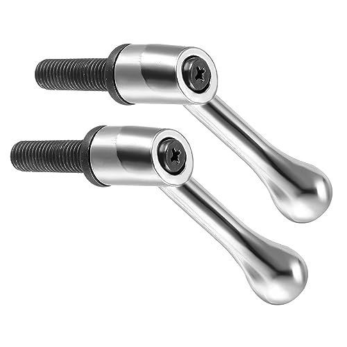 Image of Clamping Lever Handles, M12 x 40mm Male Thread, Adjustable Quick Release Locking Rotating Bolt Knobs Silver Tone - (Applications: for Lathe Machinery), 2-Pieces