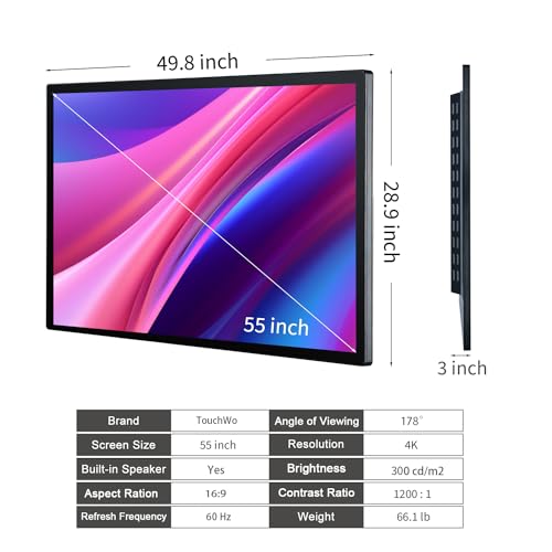 Image of 55 inch Interactive Touchscreen Monitor, Smart Board FHD 1080P Display with Wall Mount, Android 14 Smart Touch Screen Presentation Electronic Whiteboard for Office & Classroom, RAM 8G & ROM 128G