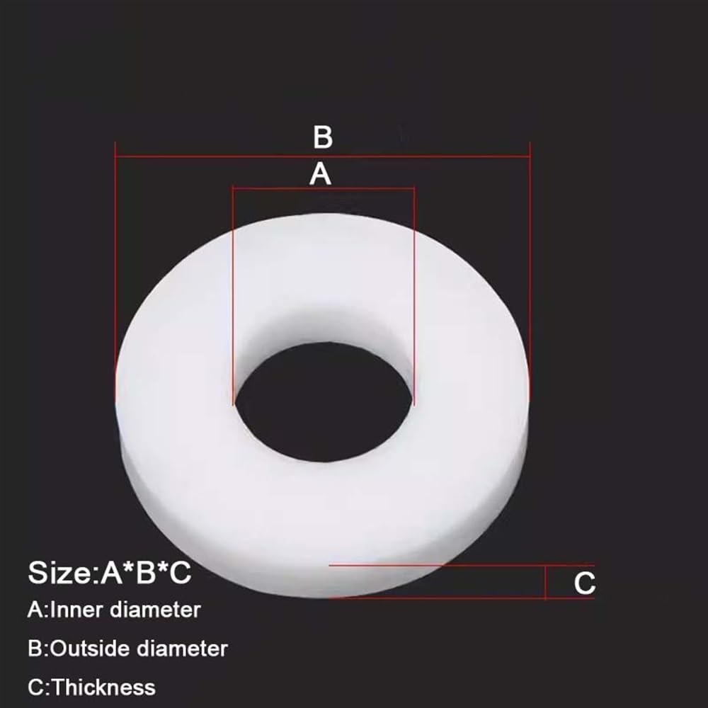 arandelas planas de PTFE, Paquete de 50 juntas de arandela plana de PTFE for brida y junta de tubería M3 a M12(8x15x3mm)