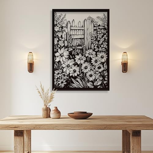 Décoration murale métal noir salon chambre style ferme et déco fleur rustique