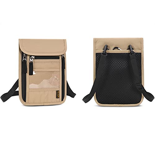 Image of Croogo Pocketbooks Crossbody Purses Purse Travel Passport Holder Neck Neck Wallet with Blocking Travel Neck Pouch,Khaki-HZB01