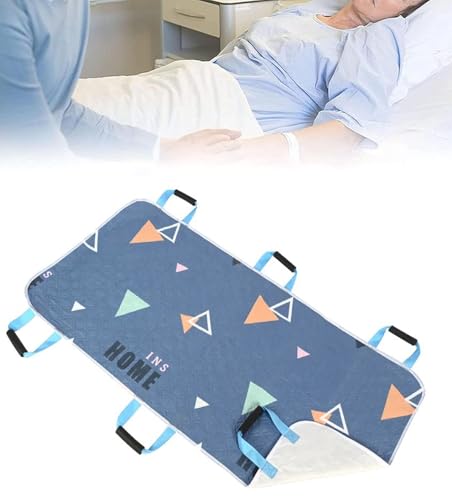 Almohadilla de cama de posicionamiento con asas para transferencia de pacientes, reposicionamiento y elevación - Alfombrilla de lactancia lavable para ancianos y postrados en cama, 150 x 80 cm