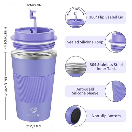 CS COSDDI Travel Mugs, Insulated Coffee Cup with Leakproof Lid, Reusable Coffee Cups Travel, Car Coffee Cup - Image 2