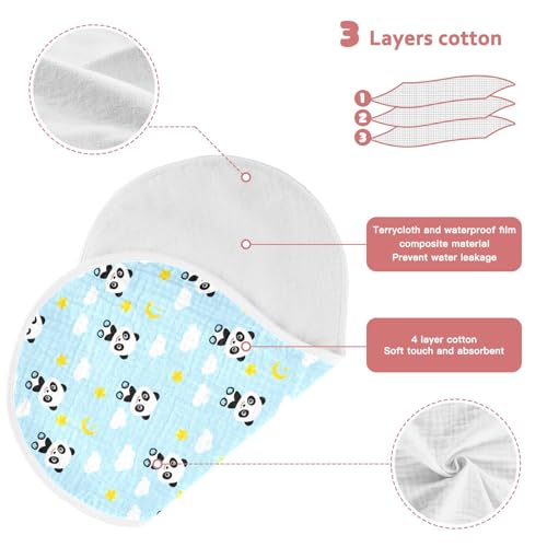 Adorable Pandas Pattern Muslin Burp Cloths for Baby 4-Layer Absorbent Cotton Large 22" x 11" Soft Spit Up Rags for Newborns Boys Girls, 4 Pack3