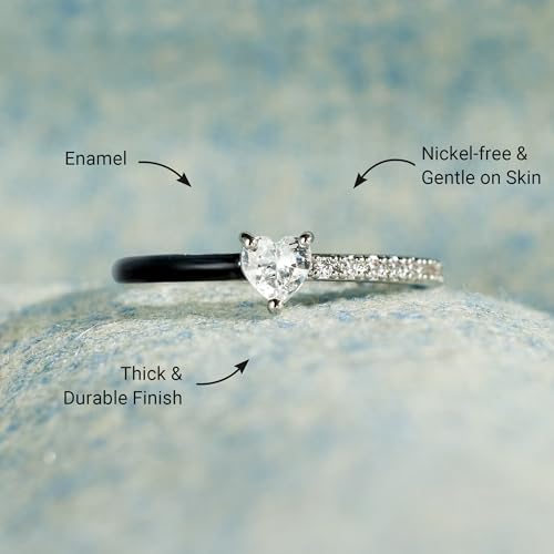 STORYJEWELLERY Purity Ring, Heart Shaped Enamel Ring, Heart Rings for Women, Dainty Promise Rings for Her, Inspirational Gifts for Women4