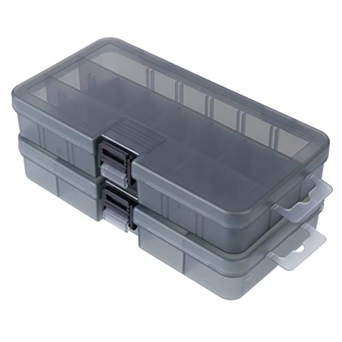 Abaodam 2Pcs Transparent Fishing Tackle Storage Box Utility Lure Tray with Internal Dividers for Organizing Fishing Gear and Accessories Durable and Sturdy Plastic