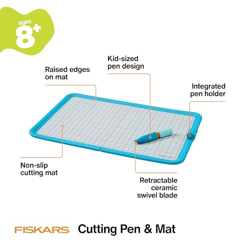 Image of Fiskars Kids Cutting Pen with Foldable Non-Slip Mat - Safe Precision Tool for Crafting and School Projects
