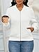 PerZeal Women's Fashion Jacket Casual Coat Long Sleeve Zip Up Outerwear with Pockets White XX-Large
